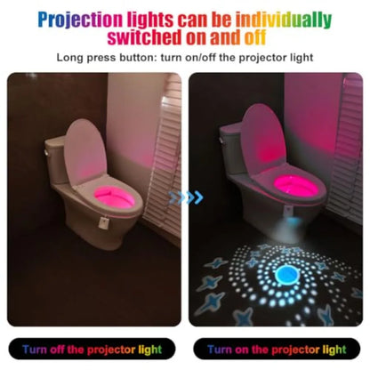 2pc Motion Sensor LED Toilet Night Lights, w/Star Projector, 16 Colors Changing
