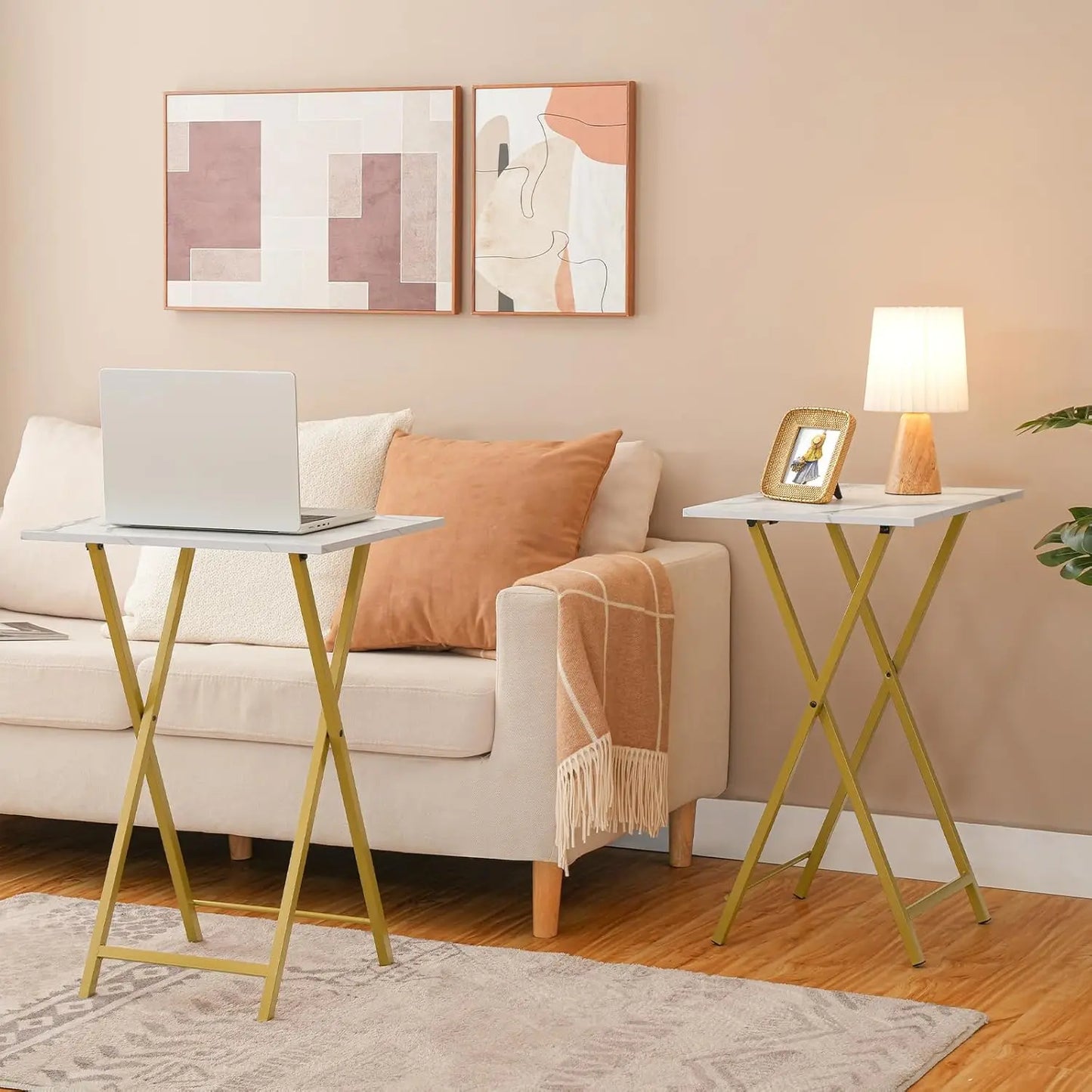 Set (2) Folding TV Tray Tables, Couch and Chairside Table