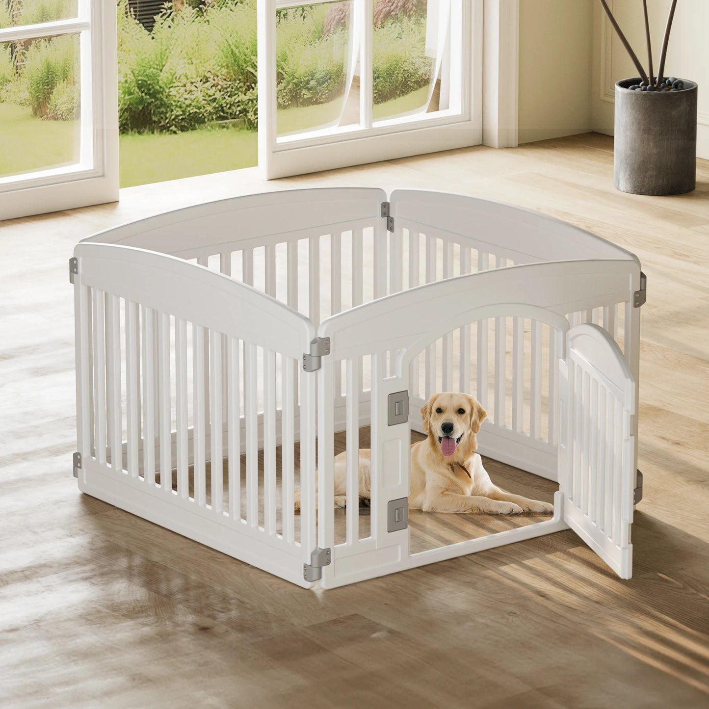 Portable 6 Panel 24" Expandable Durable Pet Fence Indoor/Outdoor