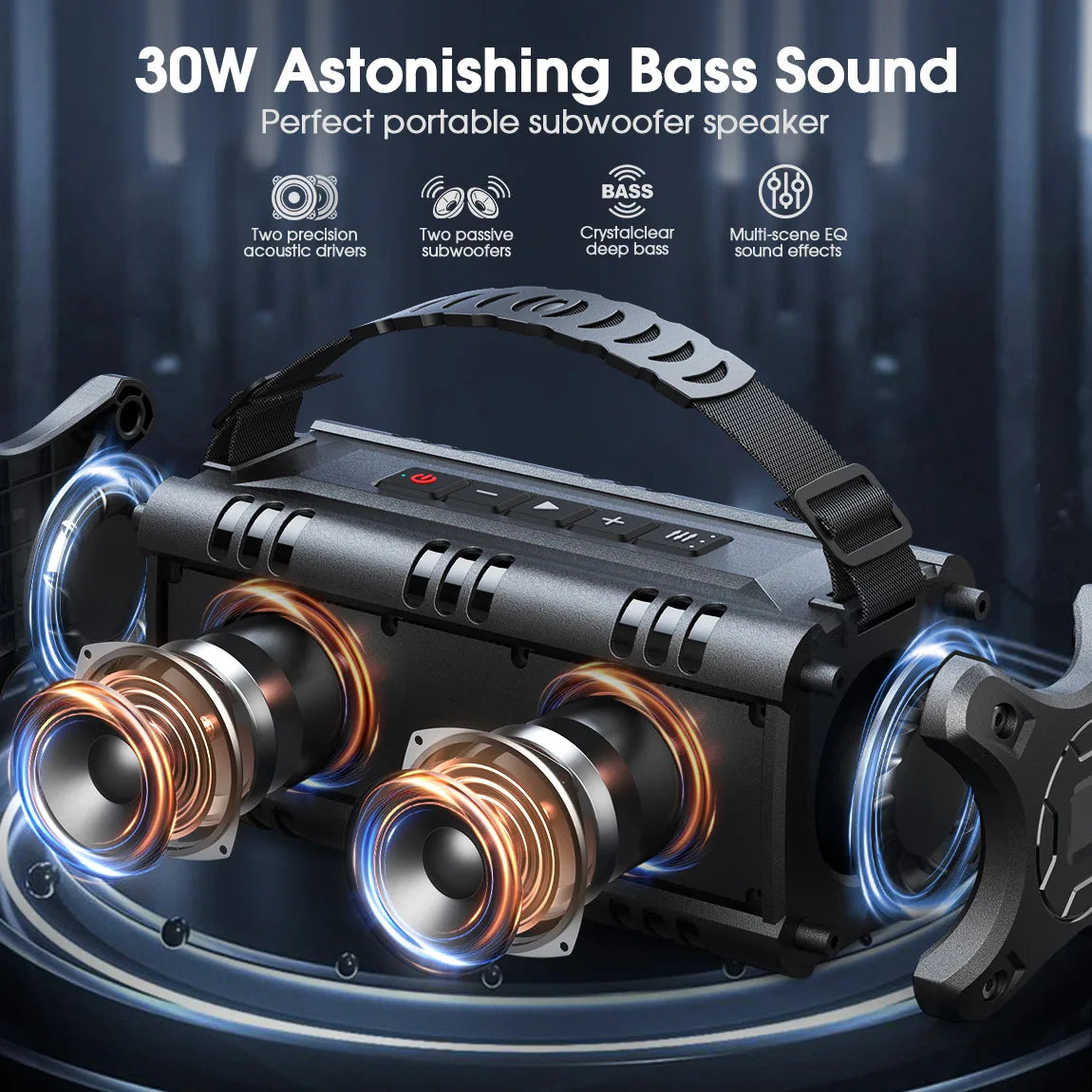 D8 Mini-1 Bluetooth Speaker, 30W Portable Wireless Speakers, Waterproof