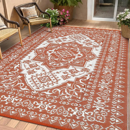 Reversible Vintage Indoor Outdoor Plastic Straw Mat