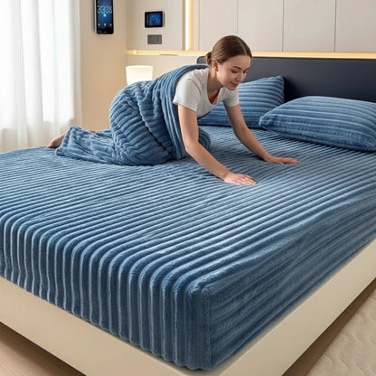 Channel Stitch Fitted Sheet King Size  Raised Ribbed Pattern  Ultra Soft Plush Feel  Fade Proof Wrinkle Free Bedding