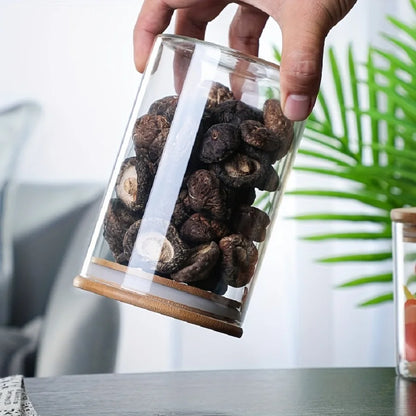 12pc Portable Airtight Glass Storage Jar w/ Bamboo Lid