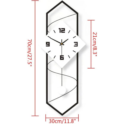 Modern Quartz Silent Large Pendulum Wall Clock, 27"x12"
