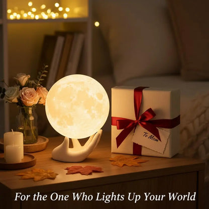 3.5 Inch 3D Moon and Mood Lighting w/Ceramic Base, White