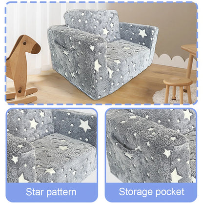 2 in 1 Kids Sofa, Comfy Toddler Chair
