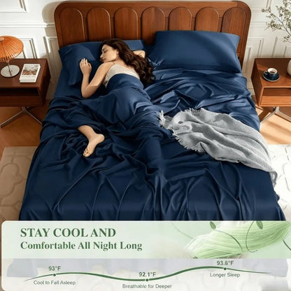 Cooling Satin Bed Sheet Set, SHRINK AND FADE Resistant