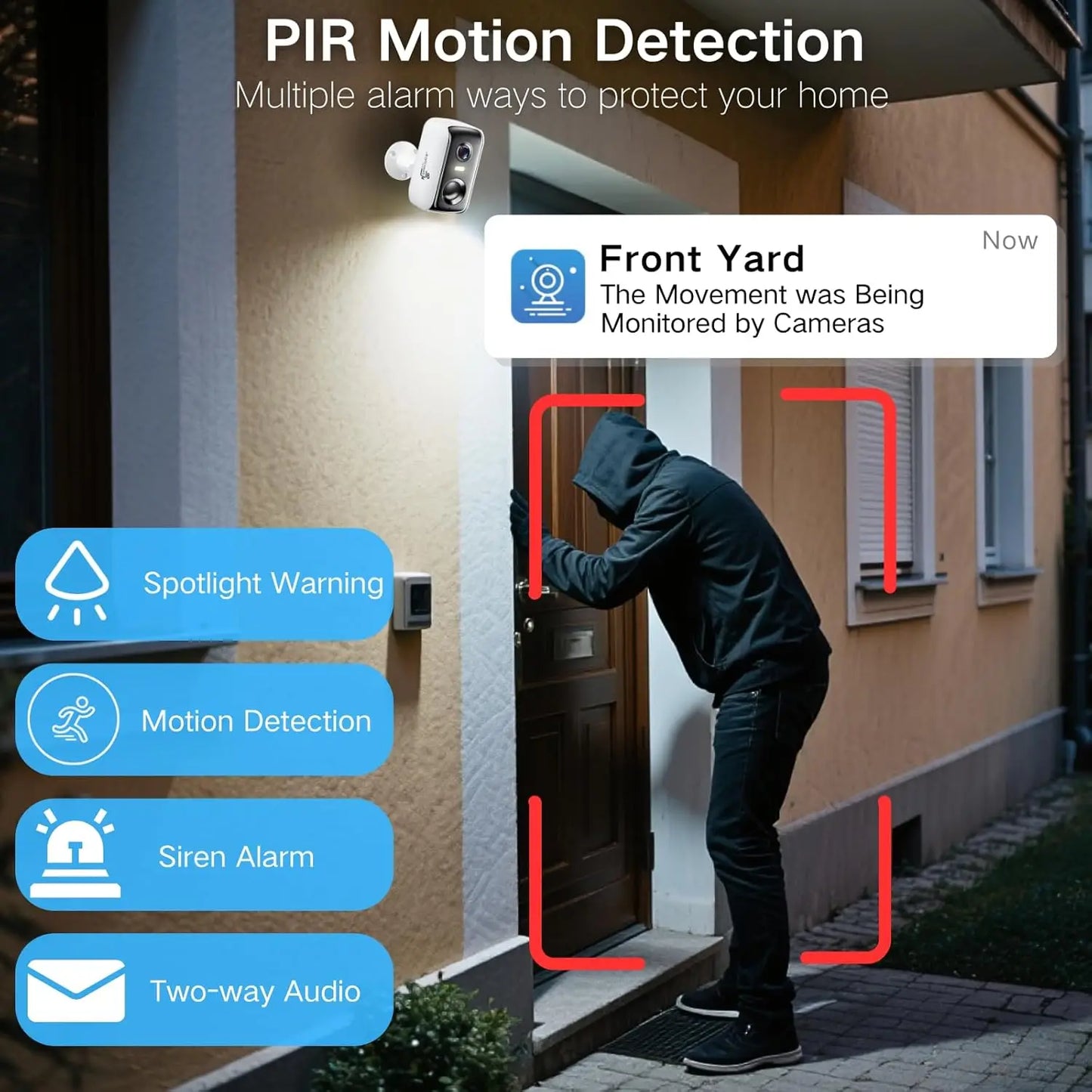 Solar Wireless Outdoor Security Camera, Motion Detection