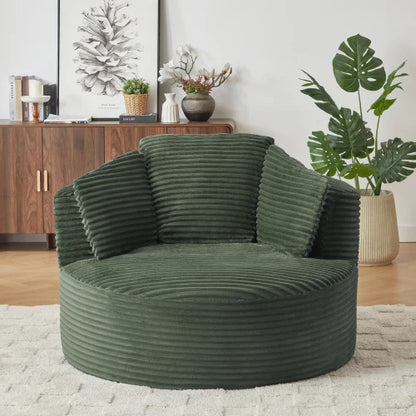 48.8" Round Boneless Chaise Sofa Chair with Backrest and 3 Pillows