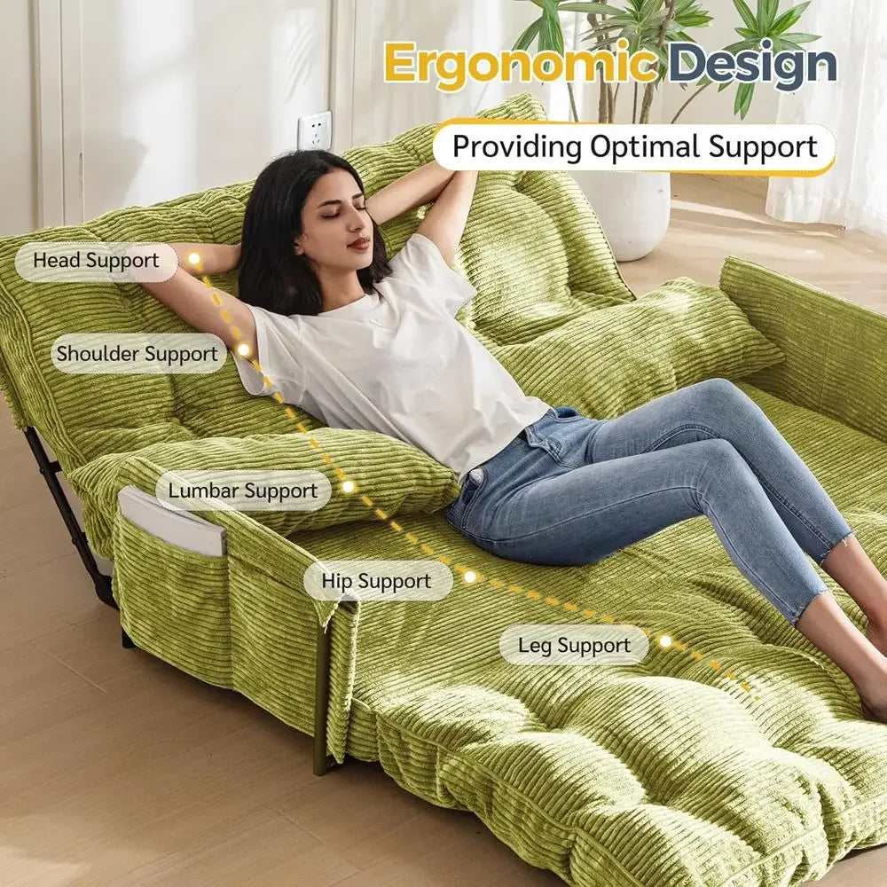 Versatile 5-Position Foldable Lazy Sofa Bed with 2 Pillows,