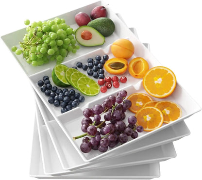 4-Piece Divided Serving Tray Set, 15x10 Inch