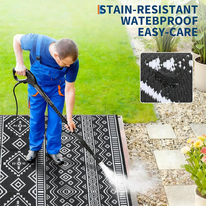 Waterproof Outdoor Rug Reversible Plastic Straw Mat