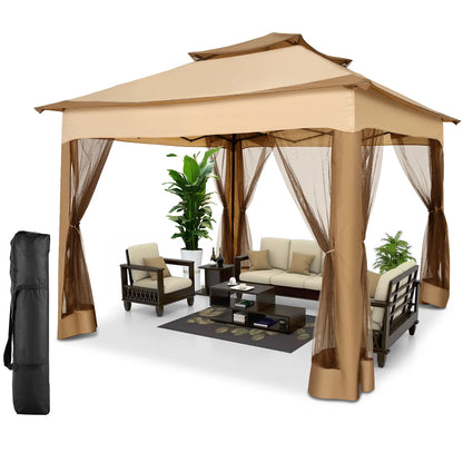 11x11 Pop Up Gazebo One-Push Canopy Tent with Mosquito Nettings