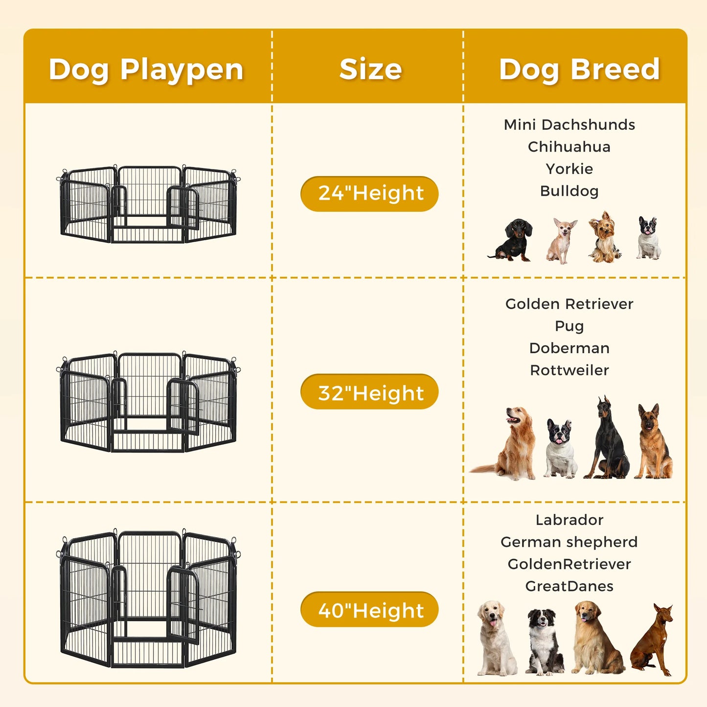 Indoor/Outdoor Foldable Metal Pet Playpen w/Door,