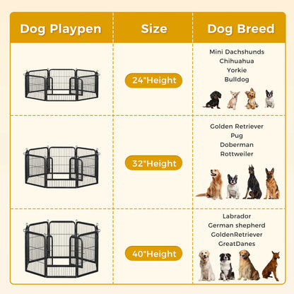 Indoor/Outdoor Foldable Metal Pet Playpen w/Door,