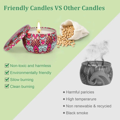 Aromatherapy Soy Wax Candles Set, Up to 90 Hours