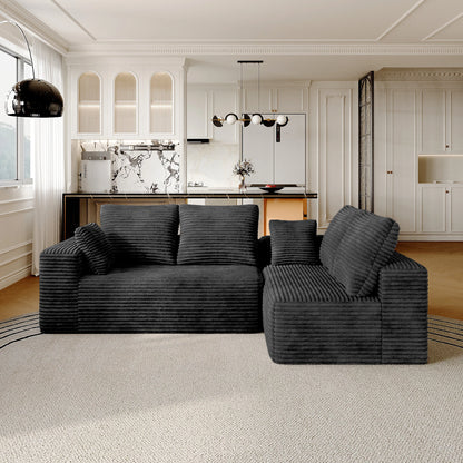 Modern 104" Boneless Sectional Couch w/L-Shape Chaise, Deep Seat