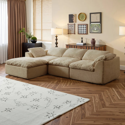 L-Shaped Modular Sofa, Boneless Design, Ultra-Soft Comfort, Ottoman