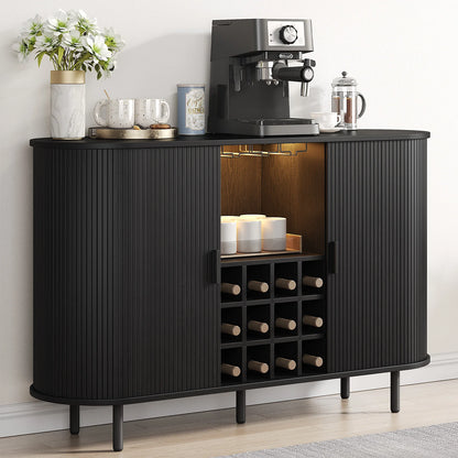 Wine Bar Cabinet w/ LED Light, Liquor Cabinet for Home
