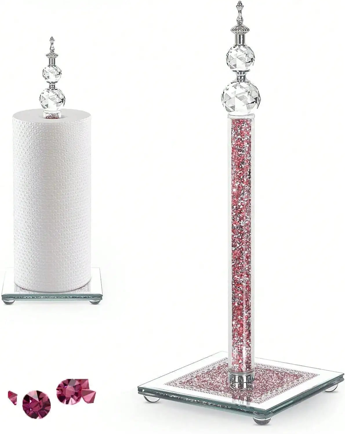 Crystal Bling Silver Paper Towel Roll Holder