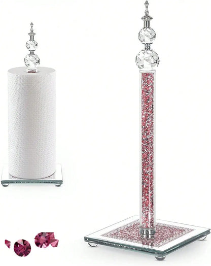 Crystal Bling Silver Paper Towel Roll Holder