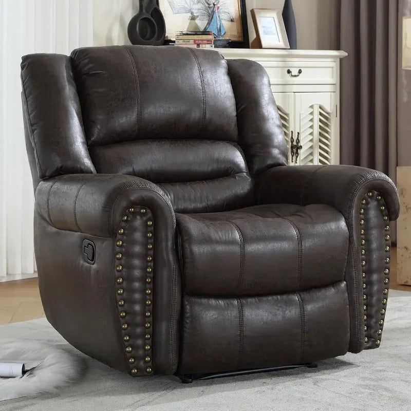 Classic and Traditional Manual Recliner Chair, Leather