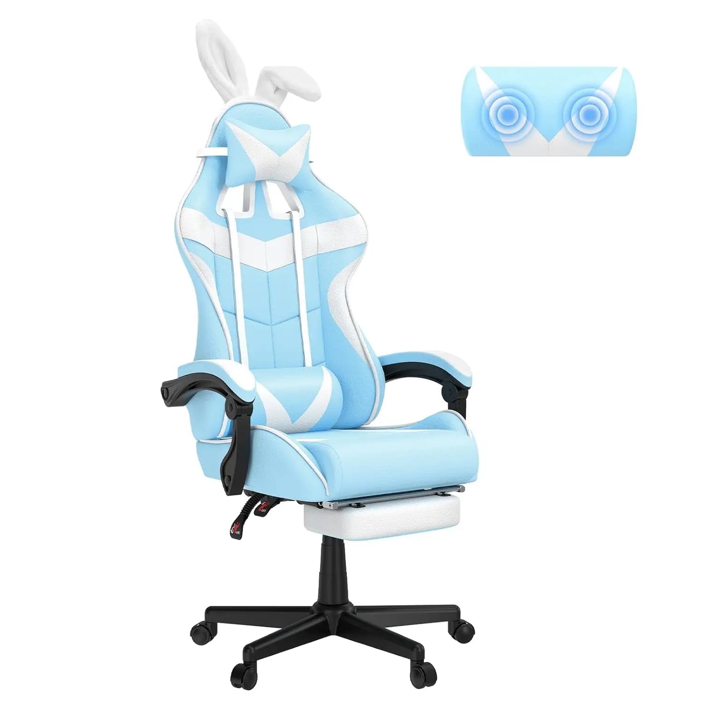 Ergonomic Adjustable Gaming Chair w/Footrest, Headrest, Lumbar Support