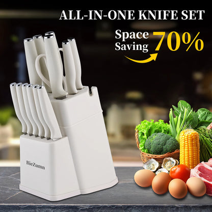 15/3-Piece Knife Set w/Cutting Board, Scissors, Built-In Sharpener