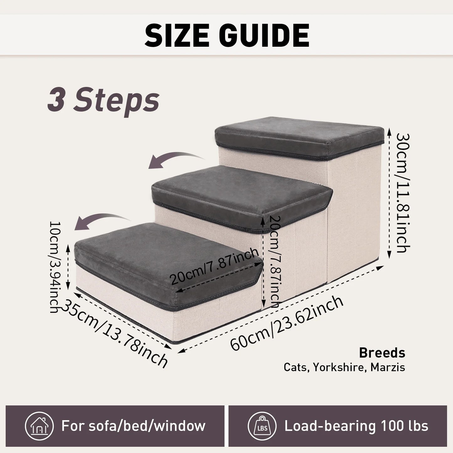 3-Tier Collapsible Pet Ramp, Small Dogs