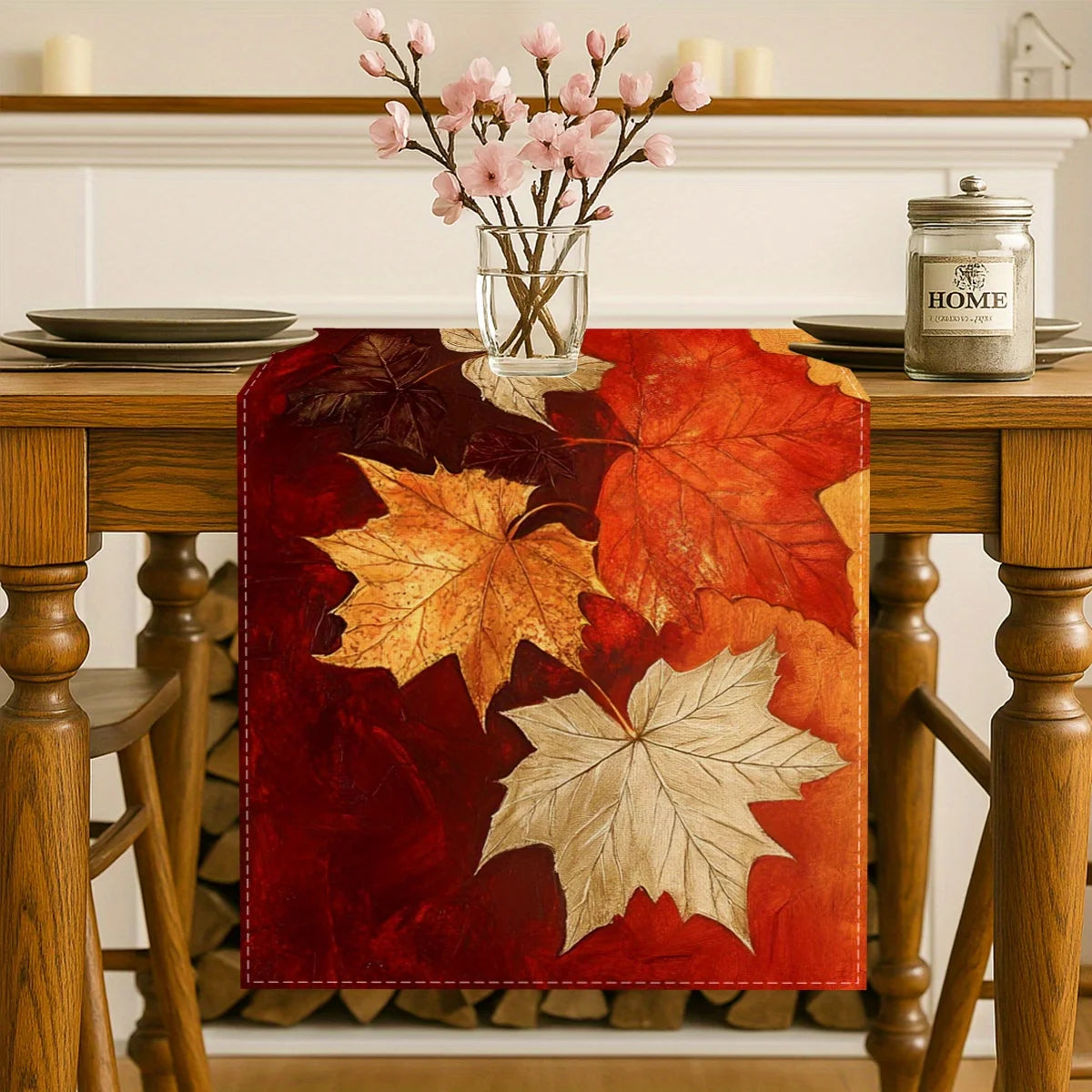 1pc Autumn Golden Maple Leaf Table Runner Suitable for Fall and Thanksgiving Decorations