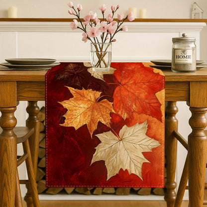 1pc Autumn Golden Maple Leaf Table Runner Suitable for Fall and Thanksgiving Decorations
