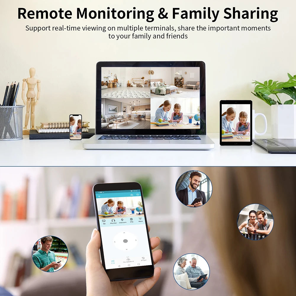 Indoor Security Camera 360°, Color, Night Visio, 2-Way Audio