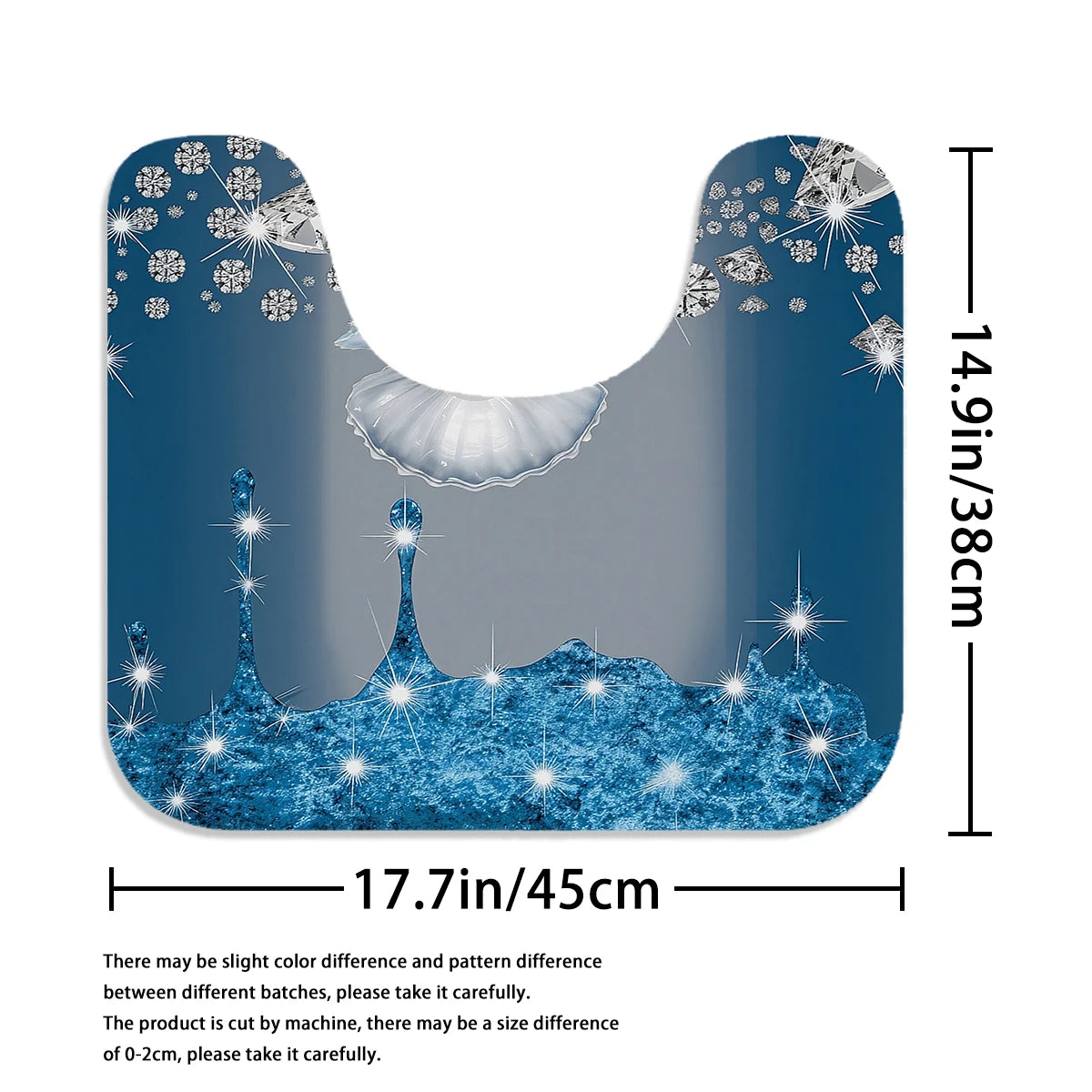 4pc Blue Pearl Diamond Shower Curtain Set with Hooks