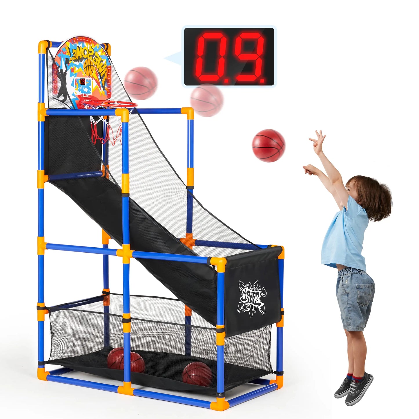 Arcade Basketball Game with 4 Balls, Adjustable Height 44"-55"