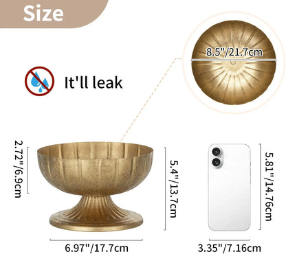 Gold Compote Vase for Centerpiece: 8.5" Distressed Brass Urn, 2-8-10pc Sets