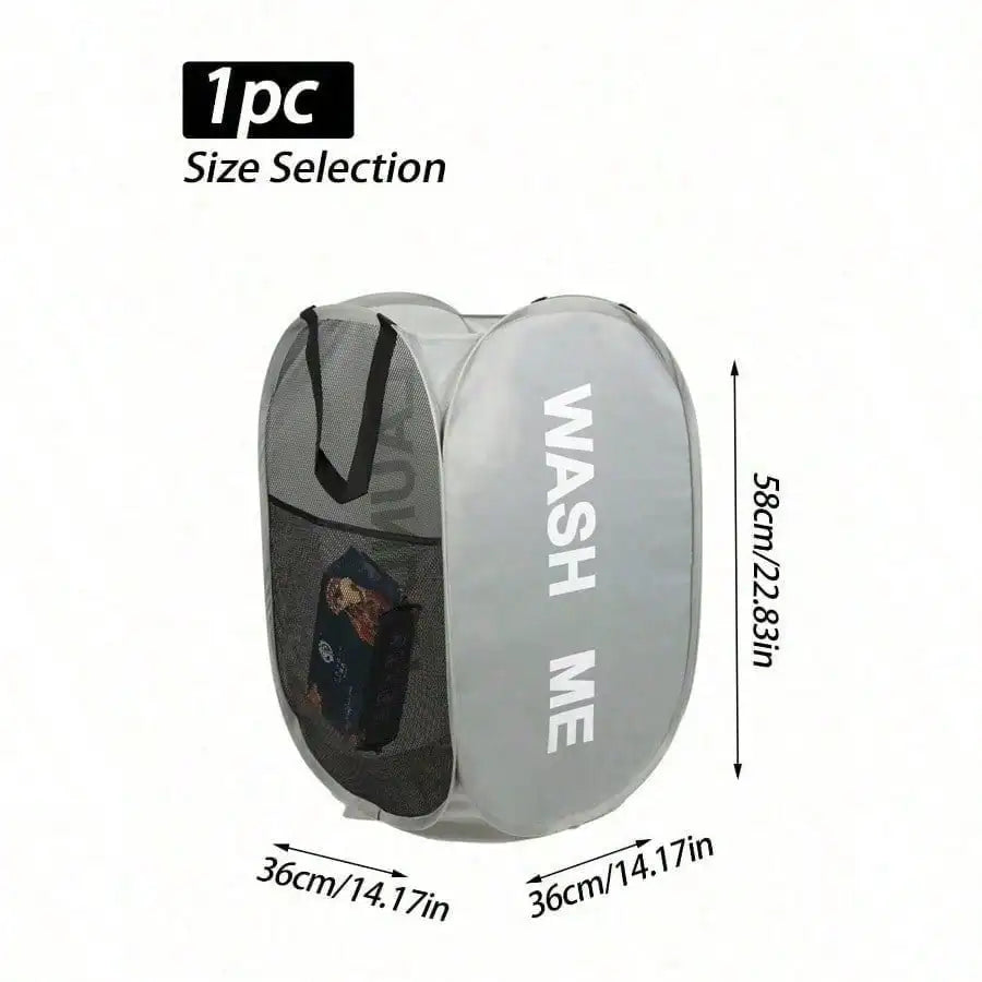 1pc Foldable Mesh Laundry Hamper w/Handle