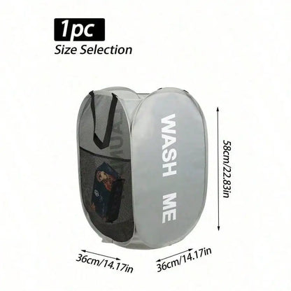 1pc Foldable Mesh Laundry Hamper w/Handle