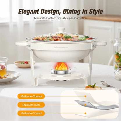 2/4Pack 5QT Round Chafing Dishes, Buffet Set w/Glass Lid