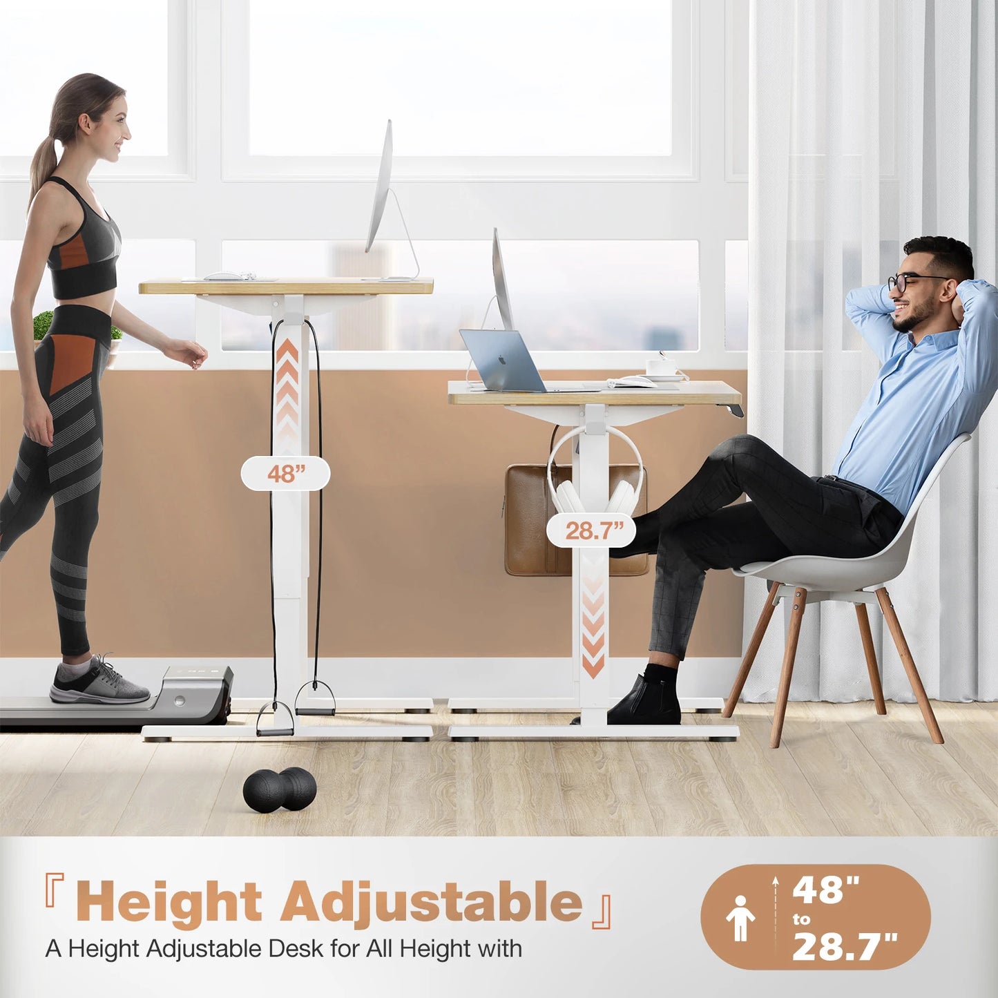 Sit, Standup Adjustable 40"x24" Computer Desk Workstation