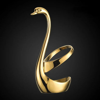 Elegant Swan Tableware Holder, Stainless Steel Spoon and Fork Base