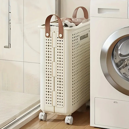 Foldable, Rolling Laundry Cart w/Wheels