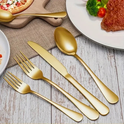 30/60pc Luxury Cutlery Golden Flatware Set, Stainless Steel