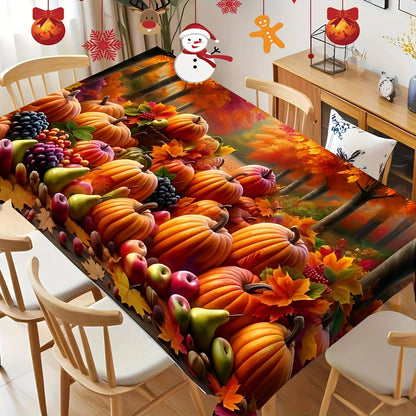 Thanksgiving Pumpkin Fruit Pattern Tablecloth, Fall Autumn Party