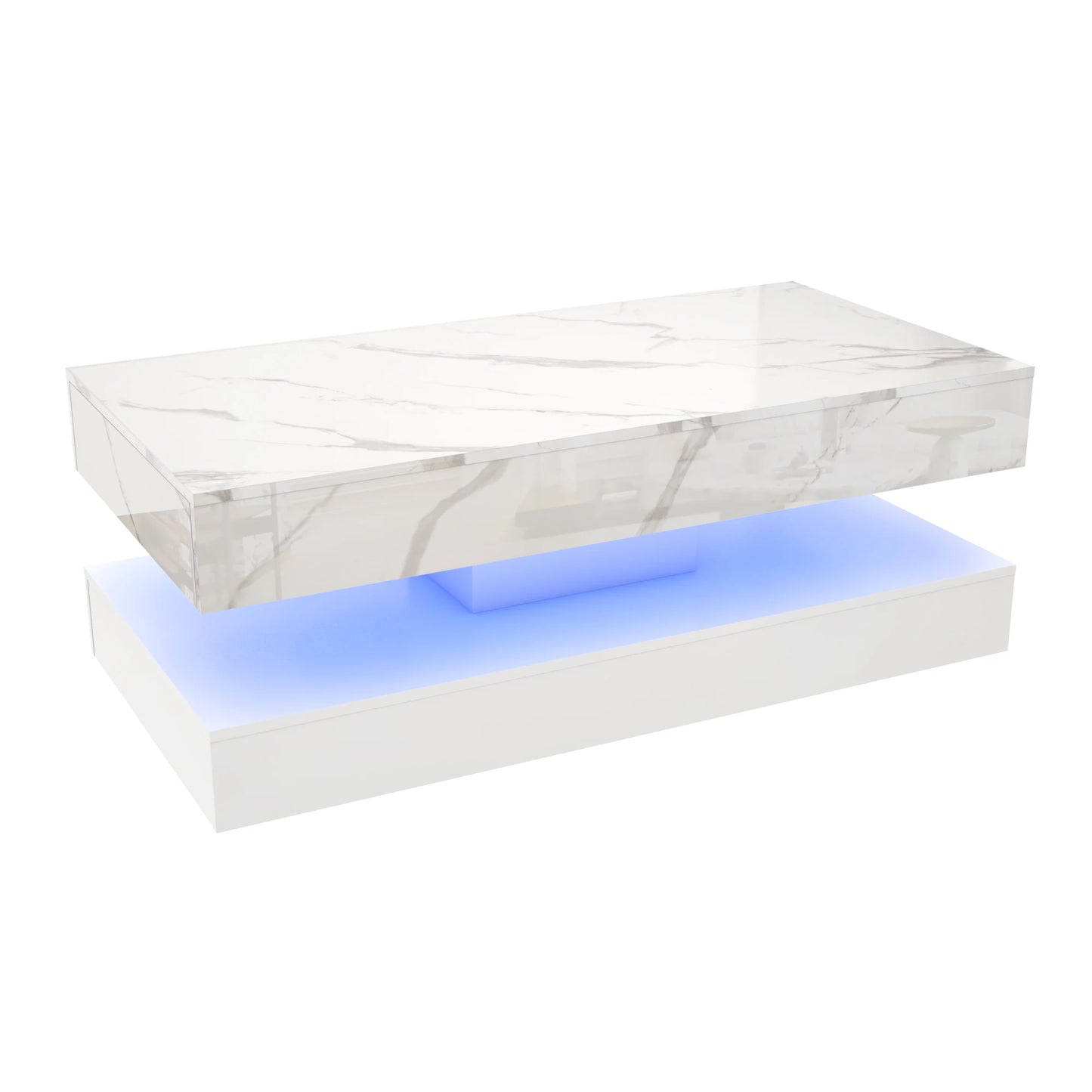Double-Layer Stylish Coffee Table w/LED Lights