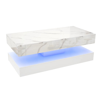 Double-Layer Stylish Coffee Table w/LED Lights