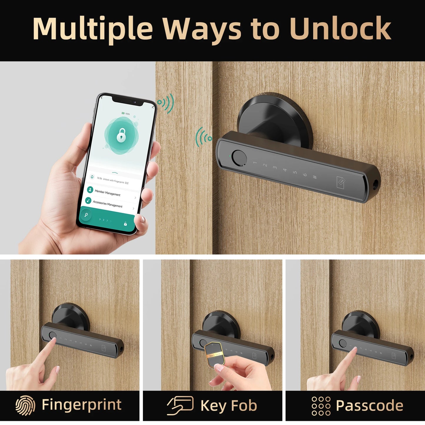 Smart Lock, Fingerprint Door Lock, App Control Passcode