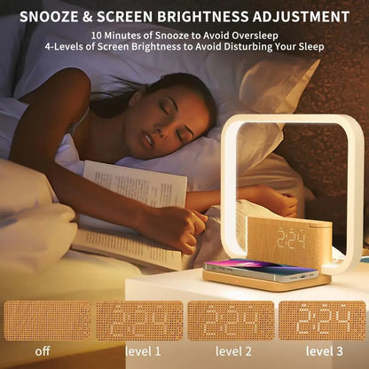 Bedside Dimmable Alarm Clock, Wireless Charging