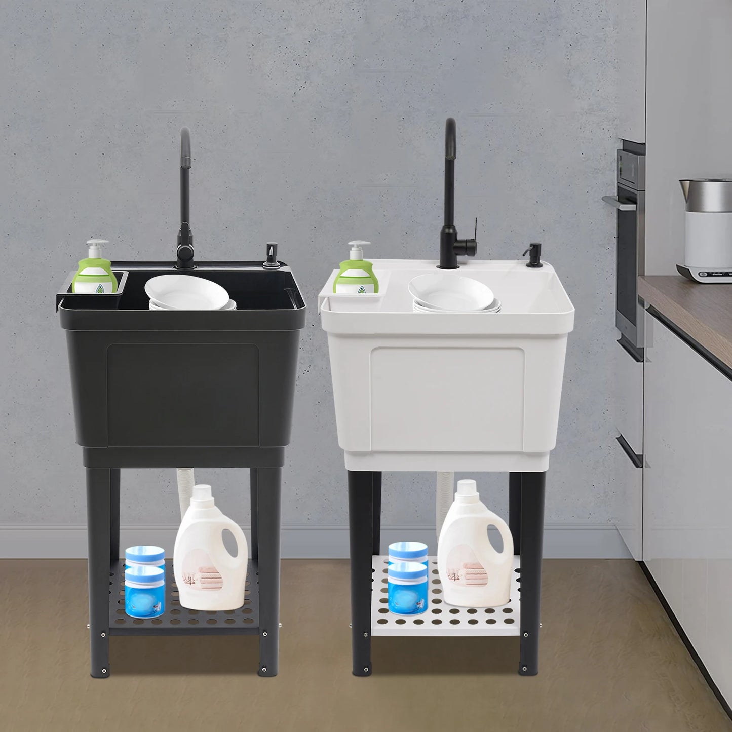 Freestanding Laundry, Utility Sink w/Soap Dispenser