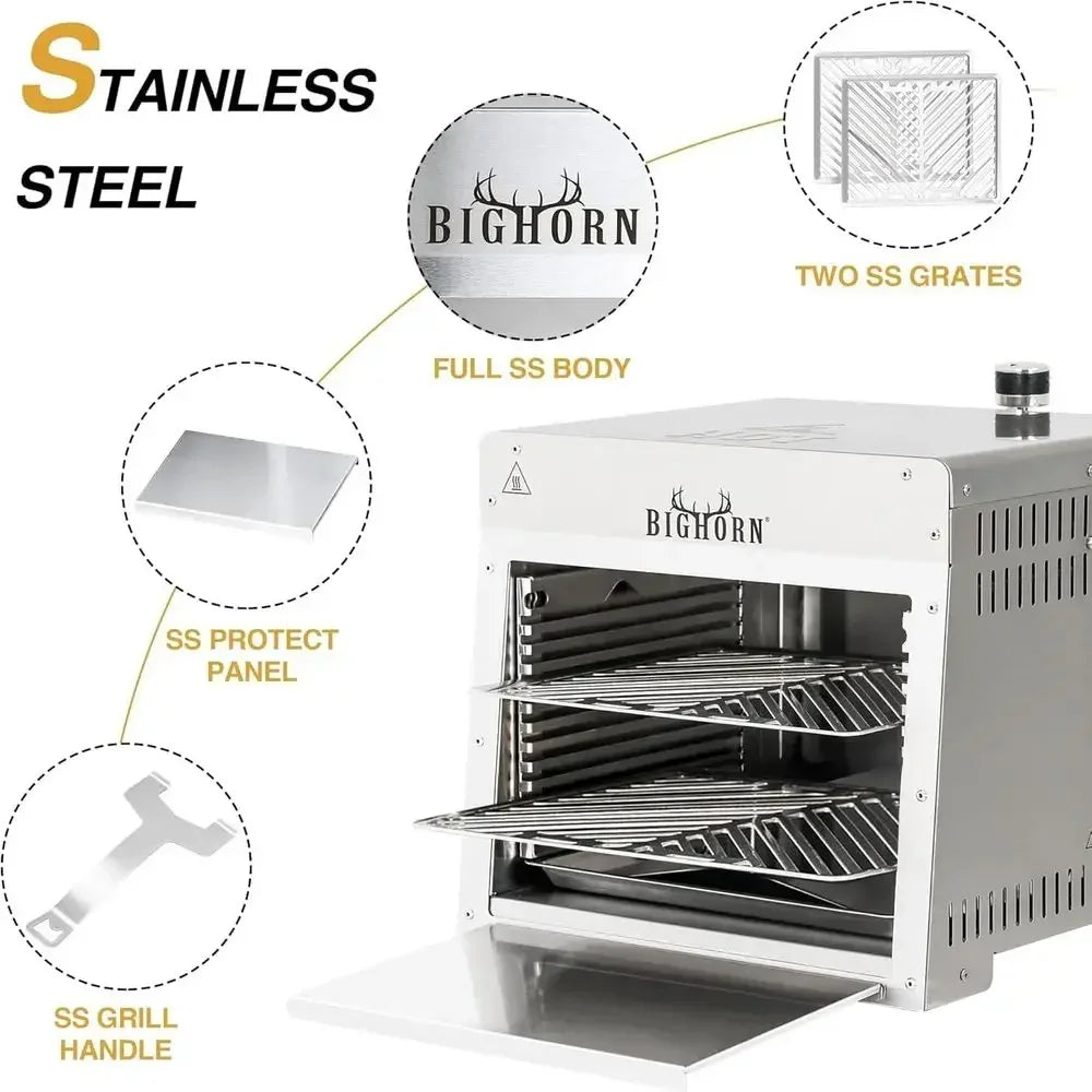 Portable 1500°F Infrared Propane Gas Grill w/Pizza Stone