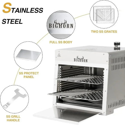 Portable 1500°F Infrared Propane Gas Grill w/Pizza Stone
